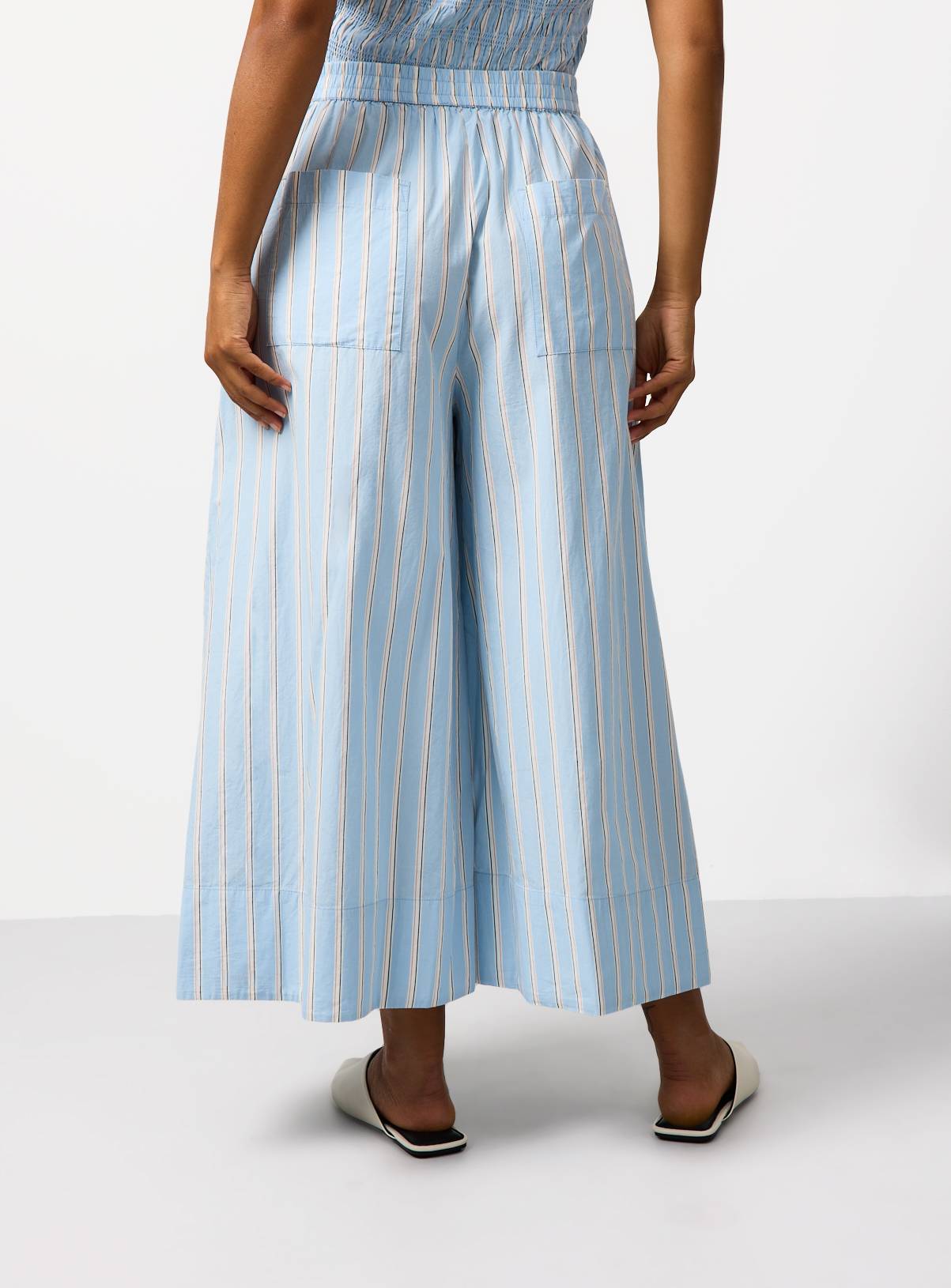 Blue Stripe Poplin Palazzo Trousers 20 - Image 5